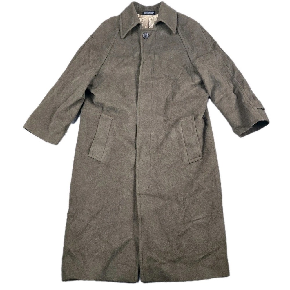 Vintage Christian Aujard Trench Coat Mens 38S Brown Cashmere Blend Preppy‎